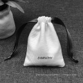 canvas drawstring gift pouch white cotton jewellery bag printed logo jewelry storage bag